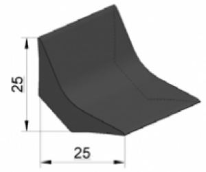 RTV KT nurkkapyöristyslista muovimaton ylösnoston alle, 25x25 mm