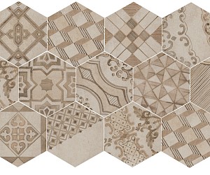 Clays Earth/Shell decoro Exagon 21x18,2cm
koostuu 14 erilaisesta laatasta, pakkaus sisältää 16 laattaa, jotka on pakattu täysin satunnaisesti.